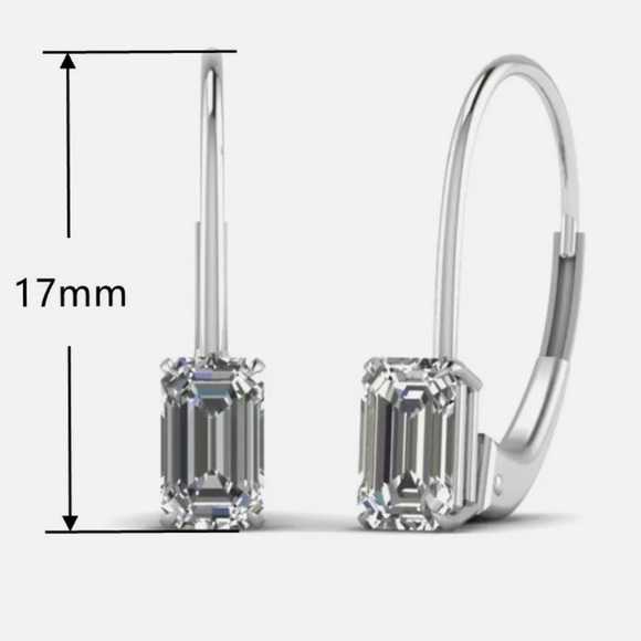 New Elegant 925 Silver Stud Earrings for Women White Sapphire - Picture 4 of 4